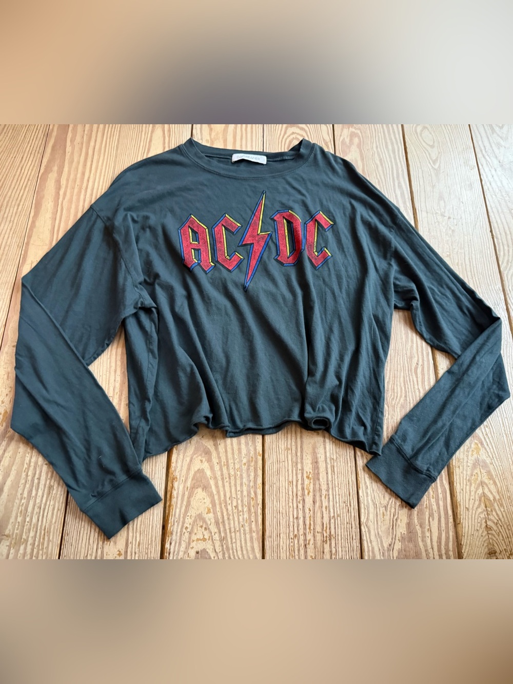Daydreamer AC/DC Long Sleeve Cropped Tee Size S